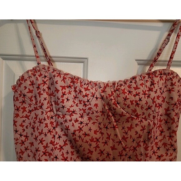 Princess Polly Sundress 8 Red Mini Floral Ruffle Cottagecore Adjustable Straps - Picture 6 of 13